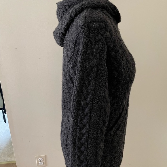Inis Crafts 100% merino wool size small dark grey full zip cable sweater - Picture 5 of 10
